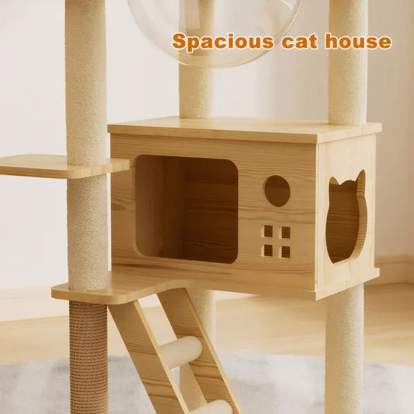 48.8' Modern Cat Tower, Wood Cat Tree Tower For Indoor Cats