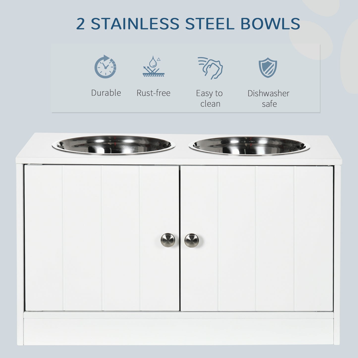 Large Elevated Dog Bowls with Storage Cabinet (44L)