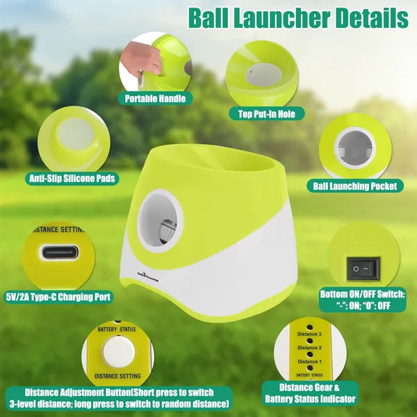 Automatic Dog Ball Launcher Rechargeable Interactive Pet Ball Thrower
