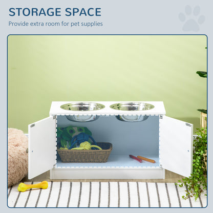 Large Elevated Dog Bowls with Storage Cabinet (44L)