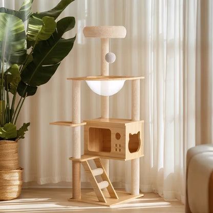 48.8' Modern Cat Tower, Wood Cat Tree Tower For Indoor Cats