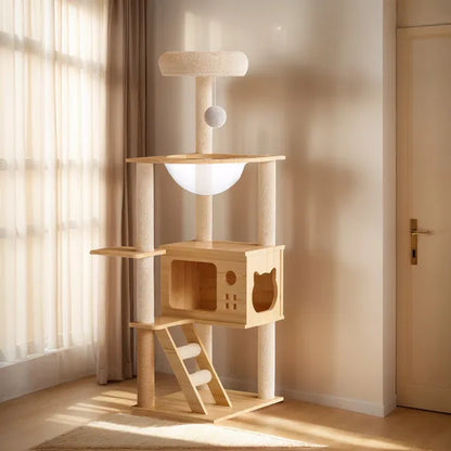 48.8' Modern Cat Tower, Wood Cat Tree Tower For Indoor Cats
