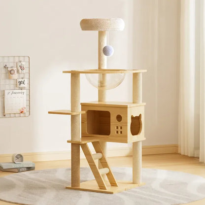 48.8' Modern Cat Tower, Wood Cat Tree Tower For Indoor Cats